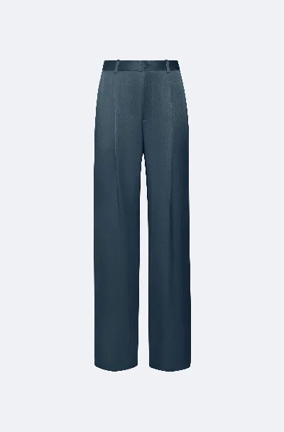 Lapointe Satin Relaxed Pleated Pant In Marine