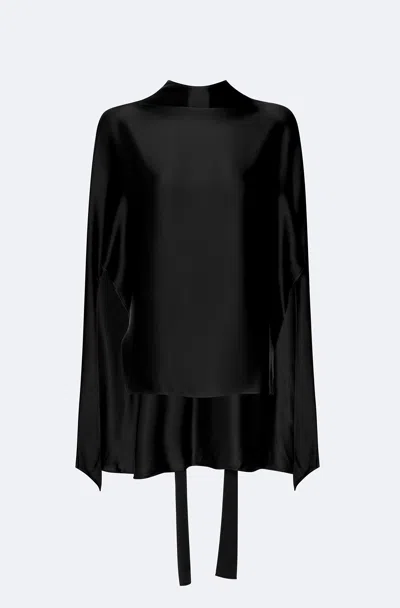 Lapointe Satin Scarf Cape Top In Animal Print