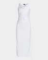 Lapointe Satin Sleeveless Belted Dress In White