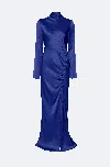 Lapointe Satin Tab Gown In Indigo