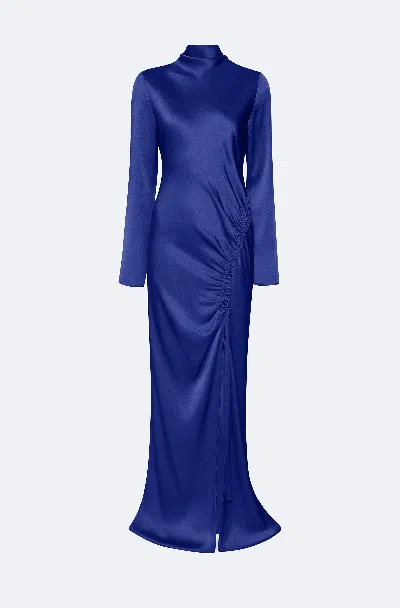 Lapointe Satin Tab Gown In Indigo