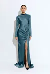 Lapointe Satin Tab Gown In Slate