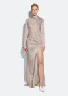 Lapointe Satin Tab Gown In Washed Silver