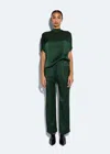 Lapointe Satin Tapered Pleated Pant In Forest