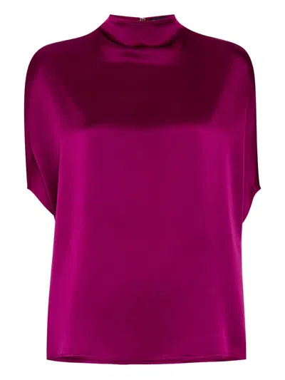 Lapointe Satin Cape Tee In Berry