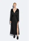 Lapointe Satin V Neck Dress In Black