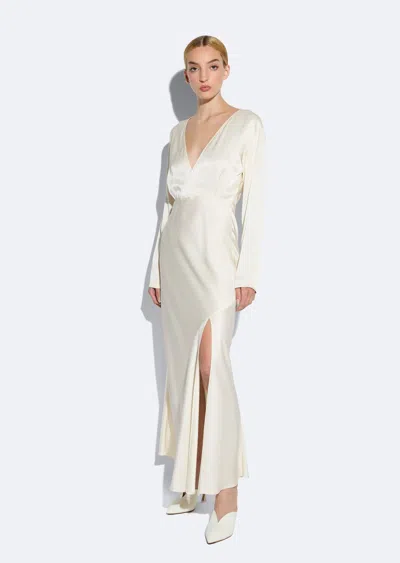 Lapointe Satin V Neck Dress In Cream