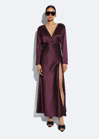 Lapointe Satin V Neck Dress In Mulberry