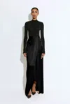 Lapointe Satin Wrap Maxi Skirt In Black