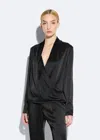 Lapointe Satin Wrap Top In Black