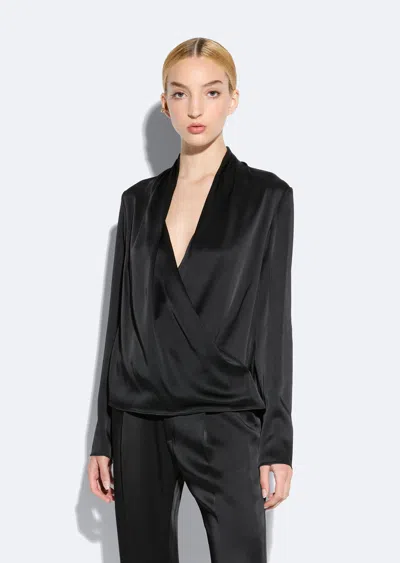 Lapointe Satin Wrap Top In Black