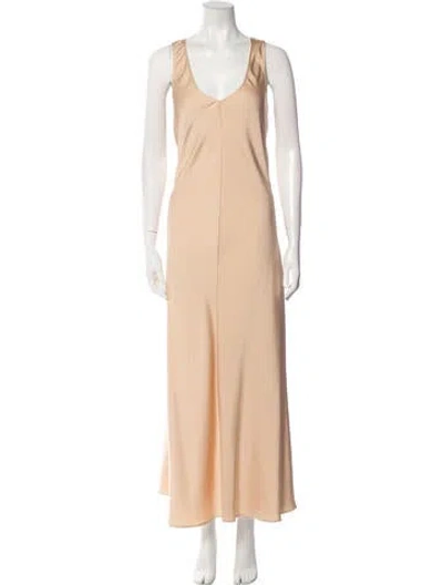 Pre-owned Lapointe Scoop Neck Long Dress In Neutral