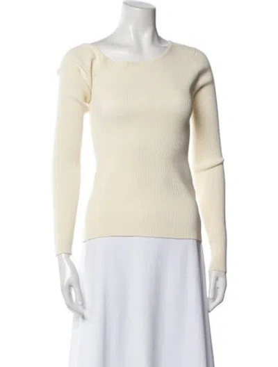 Pre-owned Lapointe Scoop Neck Long Sleeve Top In Neutral