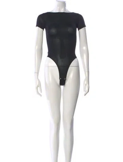 Pre-owned Lapointe Scoop Neck Short Sleeve Bodysuit In Black
