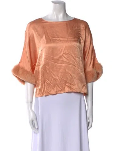 Pre-owned Lapointe Scoop Neck Three-quarter Sleeve Crop Top W/ Tags In Pink