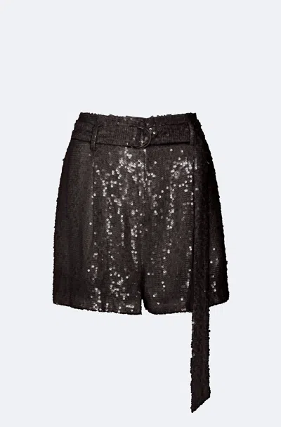 Lapointe Sequin Belted Shorts In Brown