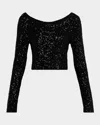 Lapointe Sequin Cashmere Off The Shoulder Top In Black