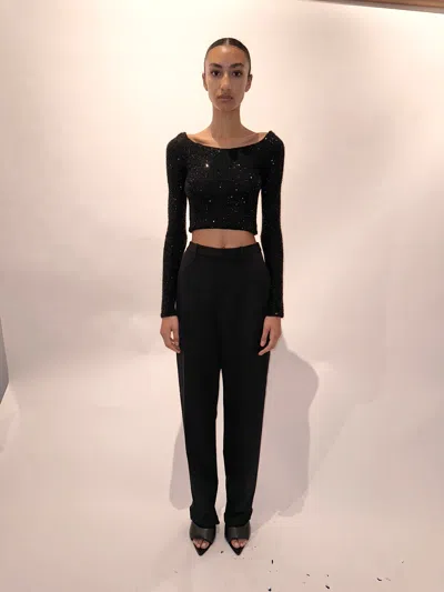 Lapointe Sequin Cashmere Off The Shoulder Top In Black