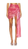 Lapointe Sequin Drape Mini Skirt In 荷花红