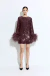 Lapointe Sequin Dress With Feathers