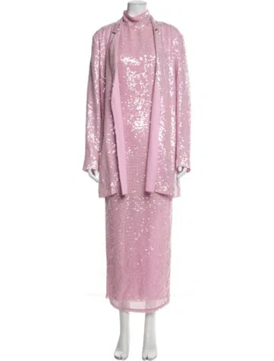Pre-owned Lapointe Sequin Embellishments Dress Set In Pink