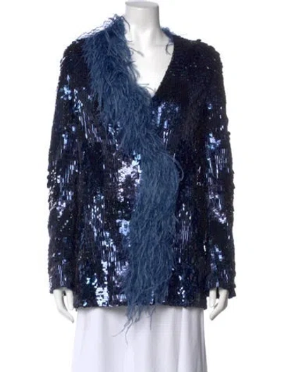 Pre-owned Lapointe Sequin Evening Jacket W/ Tags In Blue