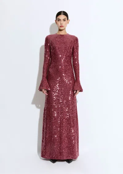 Lapointe Sequin Flare Sleeve Boatneck Gown