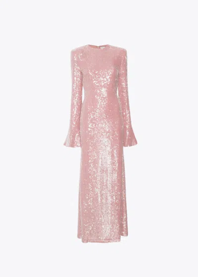 Lapointe Sequin Flare Sleeve Maxi Dress In Light Pink