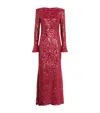 Lapointe Sequin Flared Maxi Dress In Red