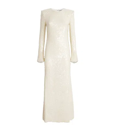 Lapointe Sequin Flared-sleeve Maxi Dress In Metallic