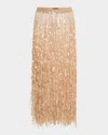 Lapointe Sequin Fringe Maxi Pencil Skirt In Neutral