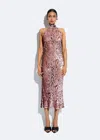 Lapointe Open-back Sequined Lace Midi Dress In Mauve