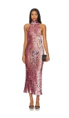 Lapointe Open-back Sequined Lace Midi Dress In Mauve