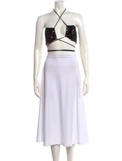 Pre-owned Lapointe Sequin Halterneck Crop Top In Multi