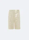 Lapointe Sequin High Waisted Short In Cream