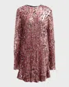 Lapointe Sequin Long-sleeve Mini Shift Dress In Multi