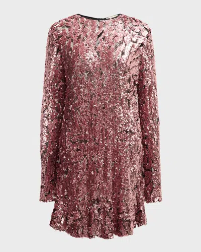 LAPOINTE SEQUIN LONG-SLEEVE MINI SHIFT DRESS