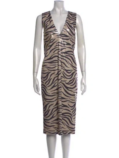 Pre-owned Lapointe Sequin Midi Length Dress In Neutrals