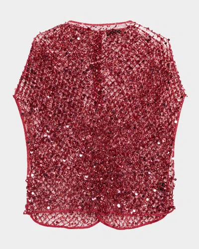 Lapointe Sequin Net Mesh Cape Top