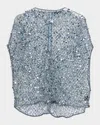 Lapointe Sequin Net Mesh Cape Top