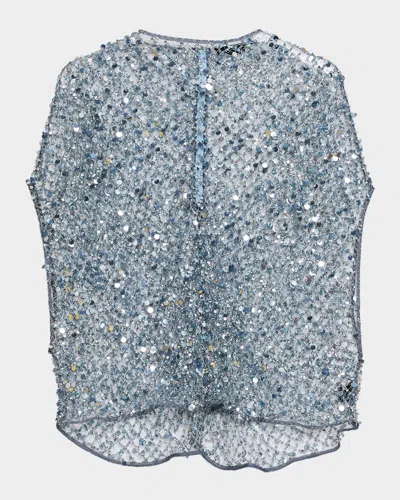 Lapointe Sequin Net Mesh Cape Top