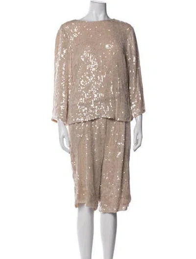 Pre-owned Lapointe Sequin Patterned Short Set In Neutrals