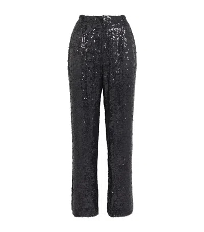 Lapointe Sequin Pleated Tapered Trousers In Blue