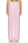 Lapointe Sequin Relaxed Pleated Pant In Pink