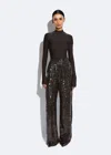 Lapointe Sequin Relaxed Pleated Pant In Cacao