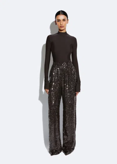 Lapointe Sequin Relaxed Pleated Pant In Cacao