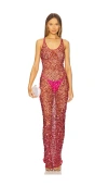 Lapointe Sequin Tank Gown In Deep Pink