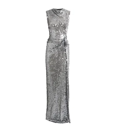 Lapointe Sequin Tuck-detail Gown In Black