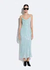 Lapointe Sequin Viscose Cowl Midi Dress W Tie In Soft Blue