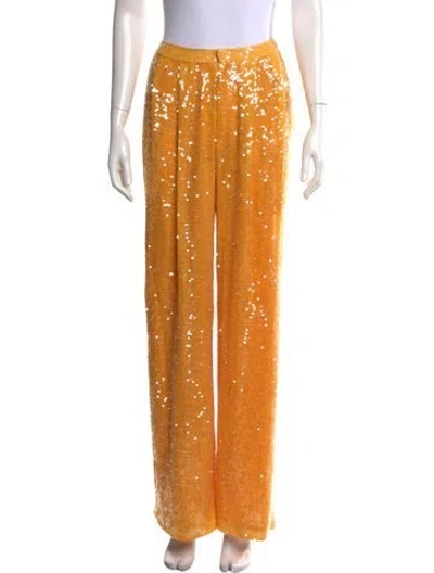 Pre-owned Lapointe Sequin Wide Leg Pants In Yellow